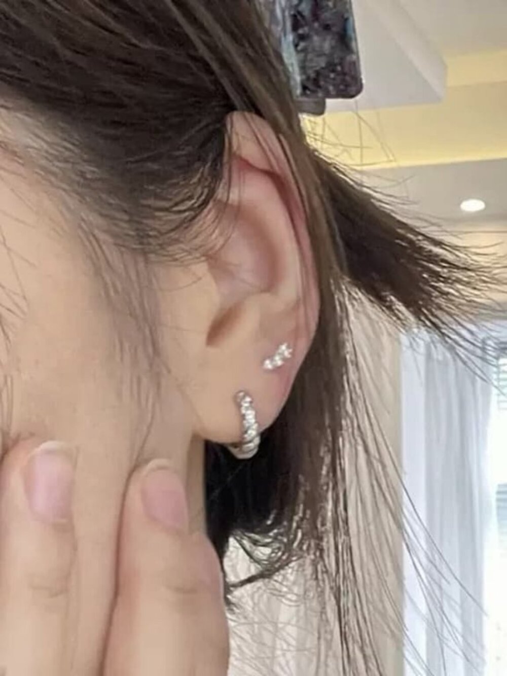 Twisted CZ Huggie Hoop Earrings